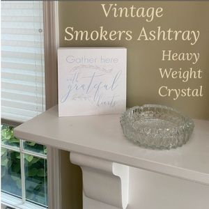 Vintage Ashtray Beautiful Crystal Cut Glass Large Heavyweight Collectors Piece